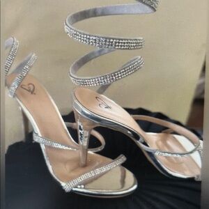 Elegant Silver Strappy Heels